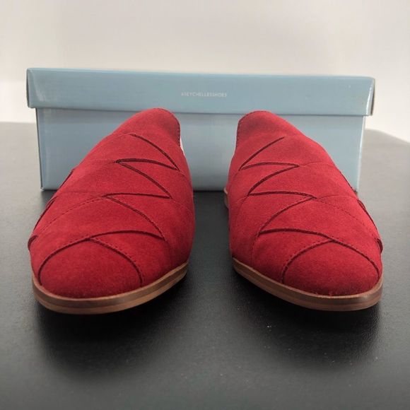 Seychelles Existence Red Suede Basket Weave Flat Mules New in Box - Picture 7 of 13
